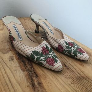 Manolo Blahnik strawberry mules